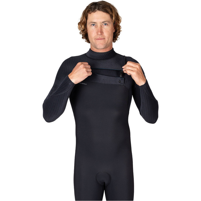 2024 O'Neill Mens Hyperfreak Wind 3/2mm+ Chest Zip Wetsuit 5605 - Black